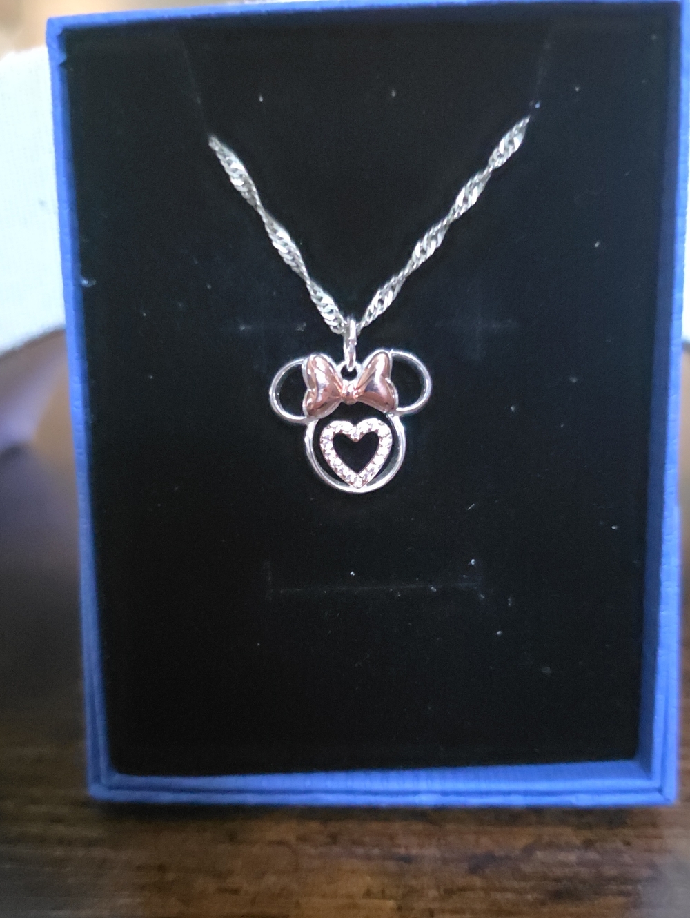 Silver and Rose Gold Heart Bow Pendant Necklace for Women .925 Silver